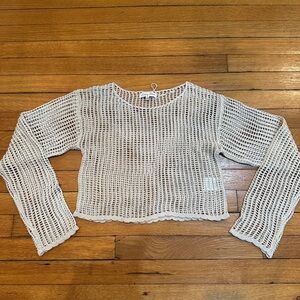 Emory Park White Crochet Crop Top